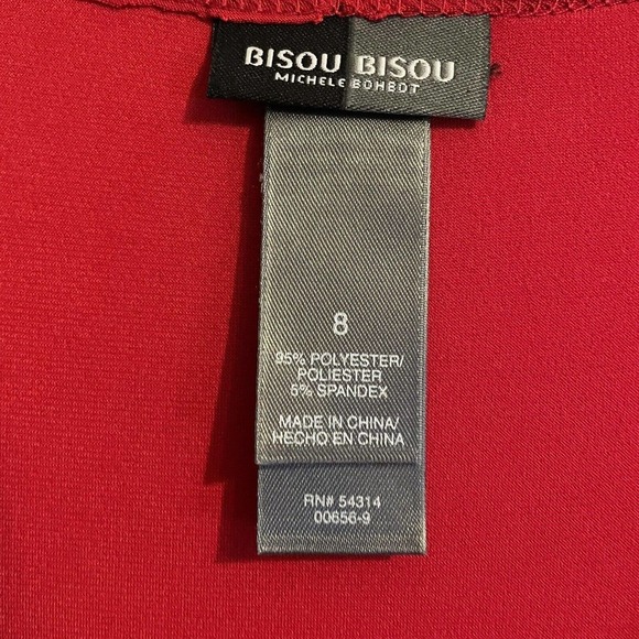 Bisou Bisou Dress Women Size 8 Red Cap Sleeves Fit n Flare Rhinestones V… - Picture 7 of 8